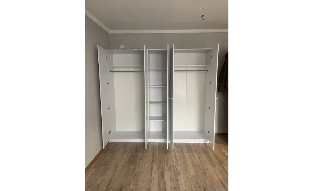 Kleiderschrank Doros Promo mit Drehtüren Weiß 2+3 Türen 225x48x204 (42005004)