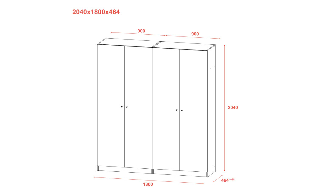 Kleiderschrank Doros Promo mit Drehtüren Kaschmir 2+2 Türen 180x48x204 (80737672)