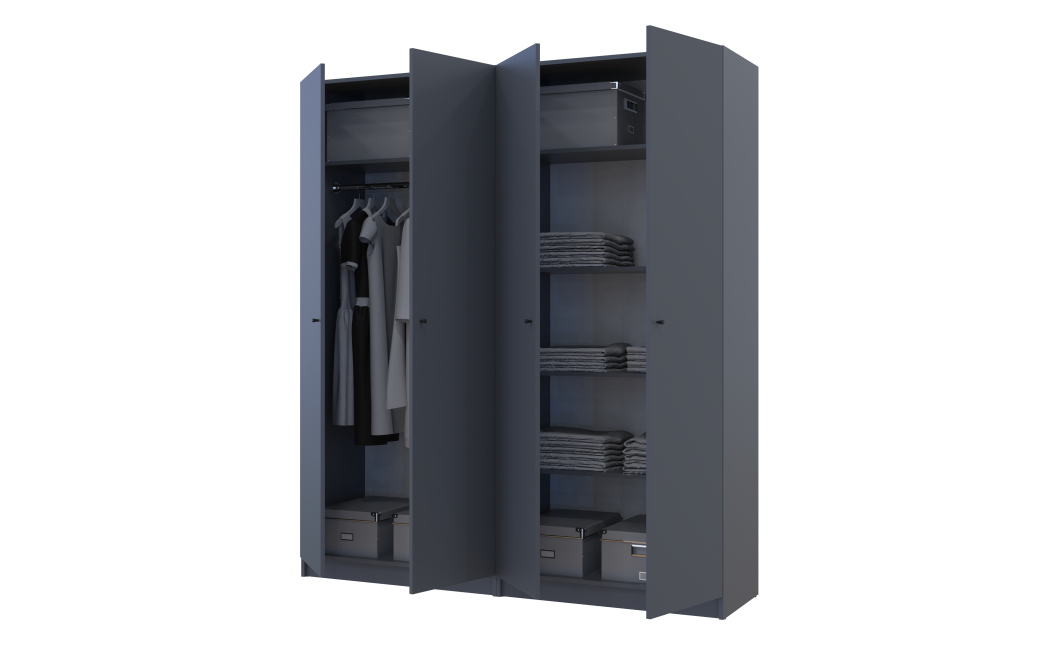 Kleiderschrank-Set Doros Promo Anthrazit 2+2 Türen Böden 180x48x204 (42005334)