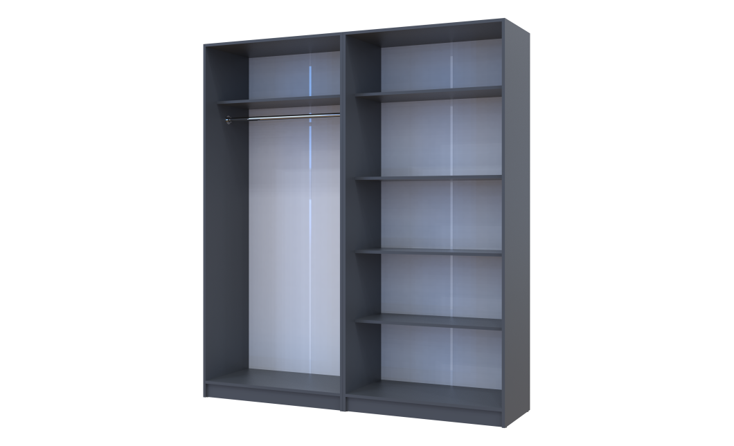 Kleiderschrank-Set Doros Promo Anthrazit 2+2 Türen Böden 180x48x204 (42005334)