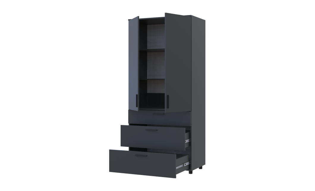 Kleiderschrank Doros Thorn Anthrazit 2 Türen 3 Schubladen Böden 90x51,6x200 (44900446)