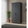Kleiderschrank Doros Thorn Anthrazit 2 Türen 3 Schubladen Kleiderstange 90x51,6x200 (44900445)