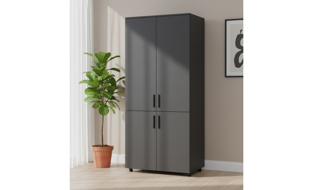Kleiderschrank Doros Thorn Anthrazit 2 Türen Böden 90x51,6x200 (44900444)