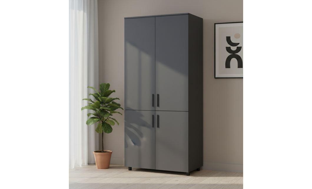 Kleiderschrank Doros Thorn Anthrazit 2 Türen Kleiderstange 90x51,6x200 (44900443)
