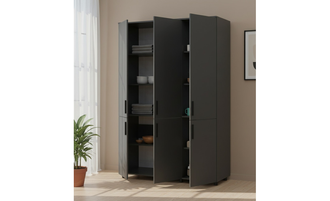 Kleiderschrank Doros Thorn Anthrazit 3 Türen Böden 135x51,6x200 (44900492)