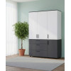 Kleiderschrank Doros Thorn Anthrazit/Weiß 3 Türen 3 Schubladen Kleiderstange 135x51,6x200 (44900517)