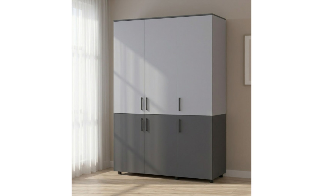 Kleiderschrank Doros Thorn Anthrazit/Grau 3 Türen Böden 135x51,6x200 (44900520)