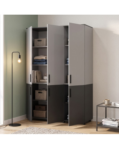 Kleiderschrank Doros Thorn Anthrazit/Grau 3 Türen Böden 135x51,6x200 (44900520)