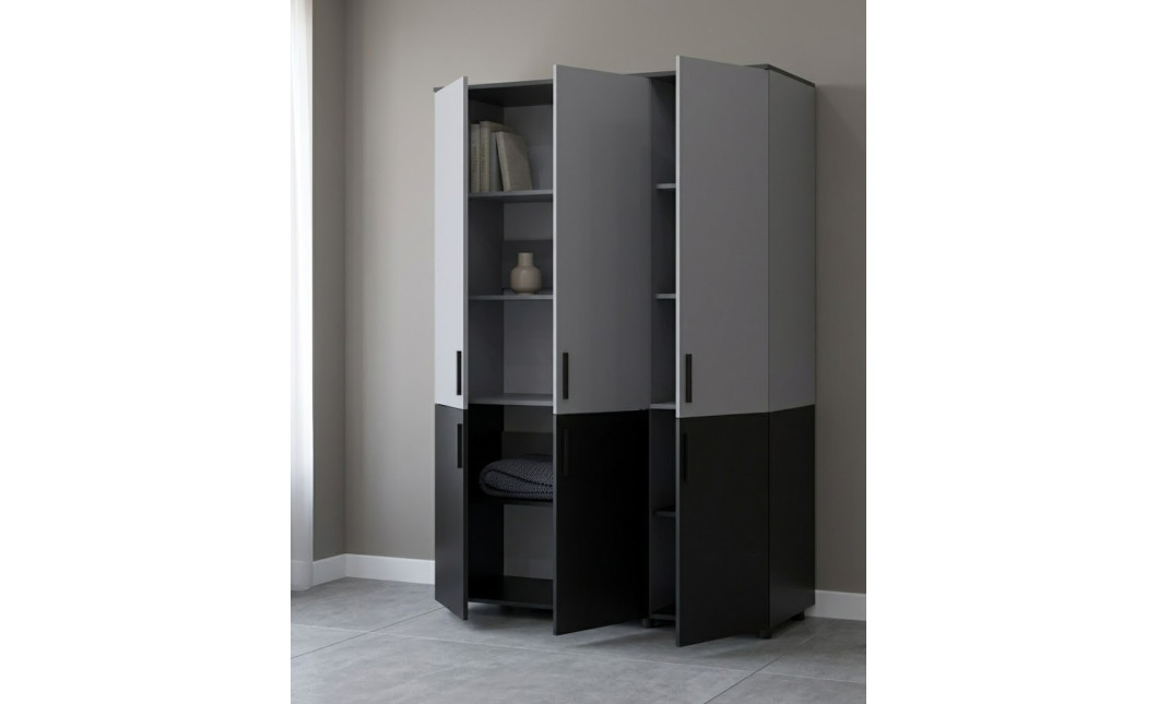 Kleiderschrank Doros Thorn Anthrazit/Grau 3 Türen Böden 135x51,6x200 (44900520)