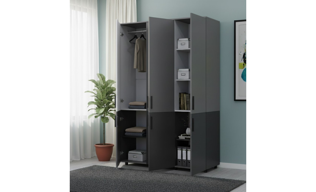 Kleiderschrank Doros Thorn Anthrazit/Grau 3 Türen Kleiderstange 135x51,6x200 (44900519)