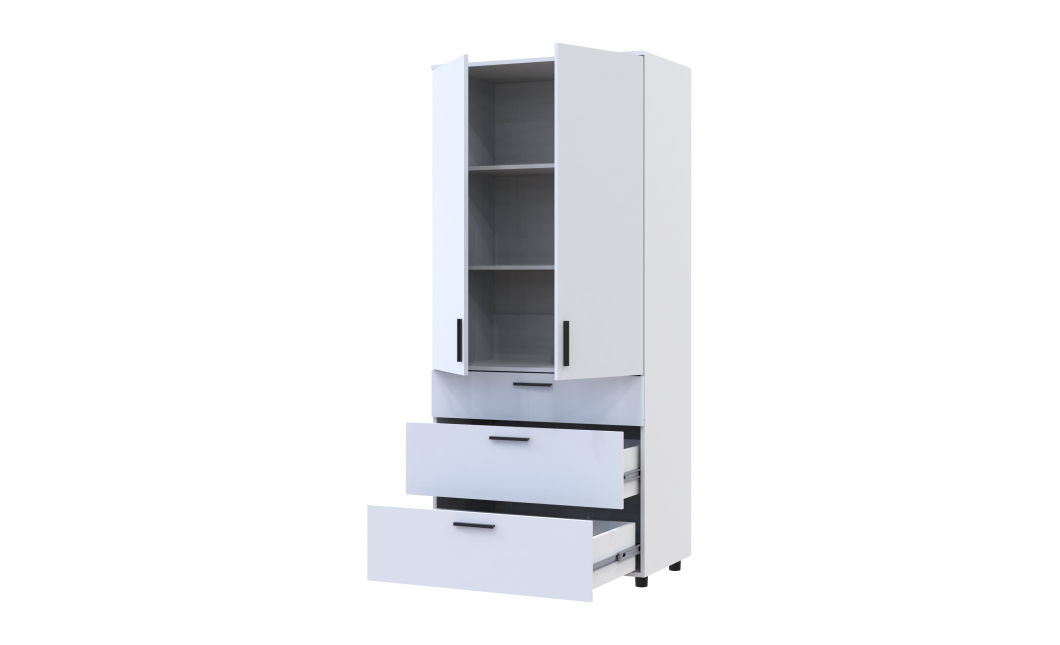 Kleiderschrank Doros Thorn Weiß 2 Türen 3 Schubladen Böden 90x51,6x200 (44900438)