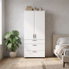 Kleiderschrank Doros Thorn Weiß 2 Türen 3 Schubladen Böden 90x51,6x200 (44900438)