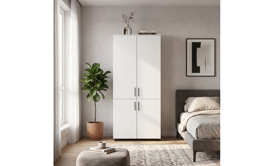 Kleiderschrank Doros Thorn Weiß 2 Türen Kleiderstange 90x51,6x200 (44900435)