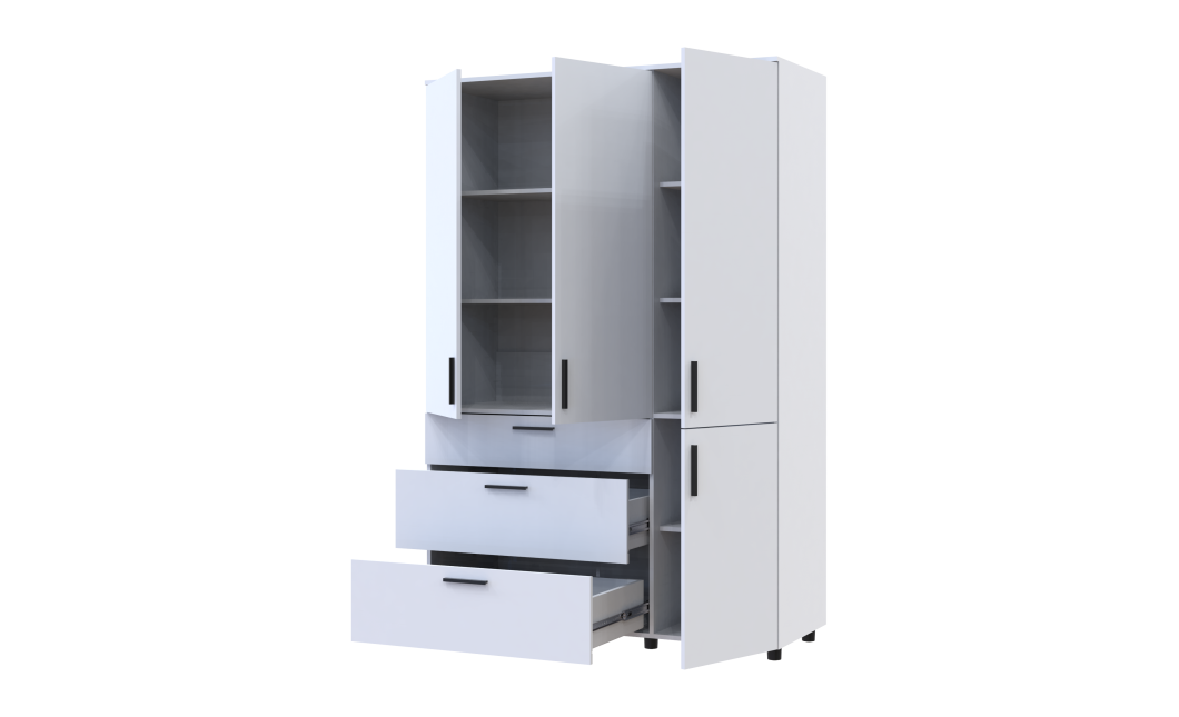 Kleiderschrank Doros Thorn Weiß 3 Türen 3 Schubladen Böden 135x51,6x200 (44900486)