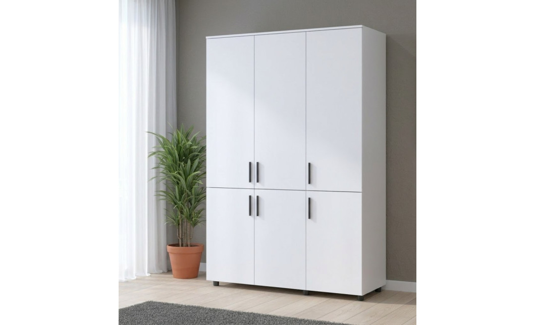 Kleiderschrank Doros Thorn Weiß 3 Türen Kleiderstange 135x51,6x200 (44900483)