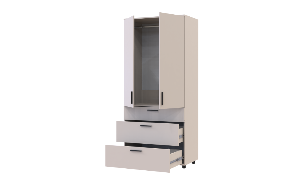 Kleiderschrank Doros Thorn Kaschmir 2 Türen 3 Schubladen Kleiderstange 90x51,6x200 (44900449)