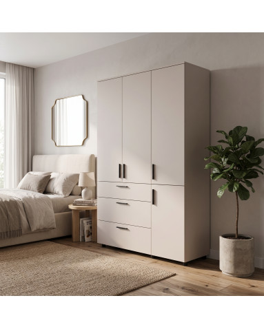Kleiderschrank Doros Thorn Kaschmir 3 Türen 3 Schubladen Böden 135x51,6x200 (44900498)