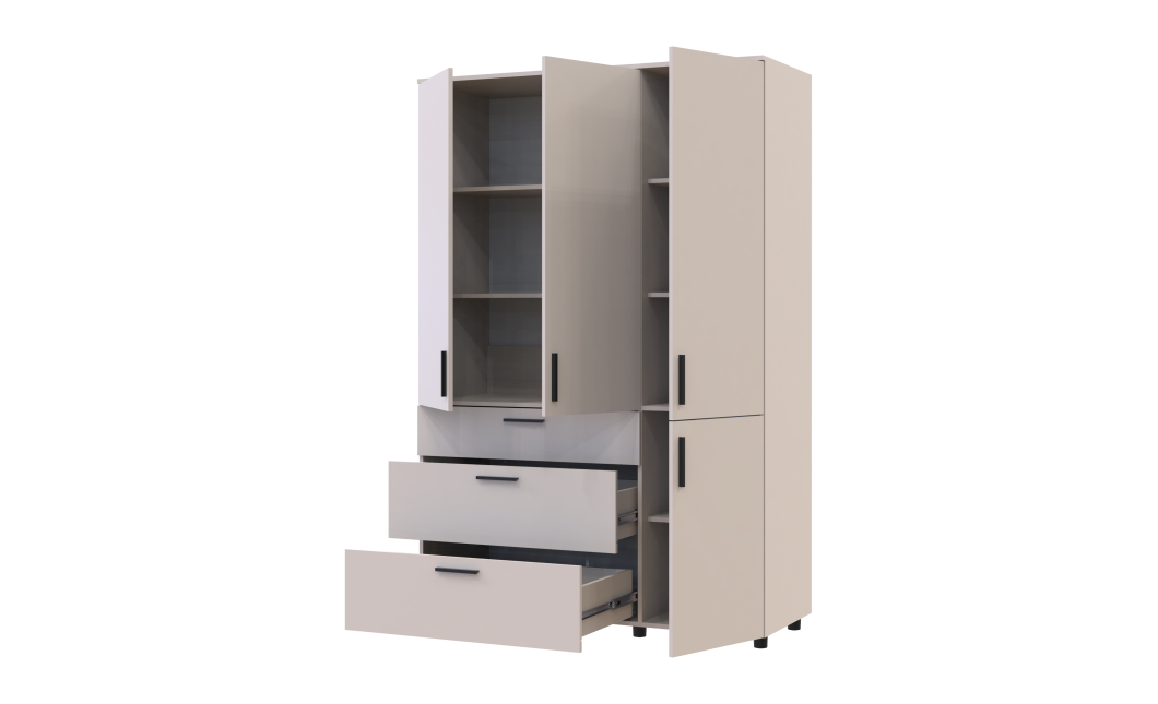 Kleiderschrank Doros Thorn Kaschmir 3 Türen 3 Schubladen Böden 135x51,6x200 (44900498)