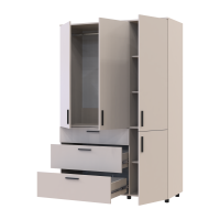Kleiderschrank Doros Thorn Kaschmir 3 Türen 3 Schubladen Kleiderstange 135x51,6x200 (44900497)