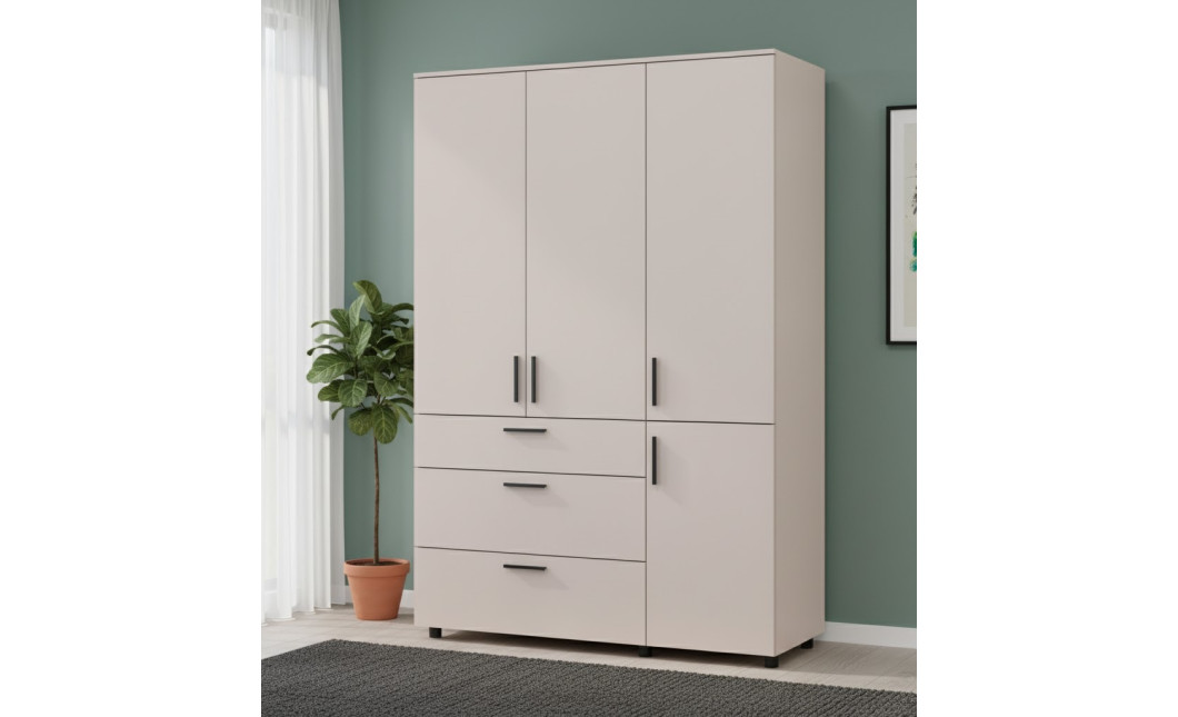 Kleiderschrank Doros Thorn Kaschmir 3 Türen 3 Schubladen Kleiderstange 135x51,6x200 (44900497)