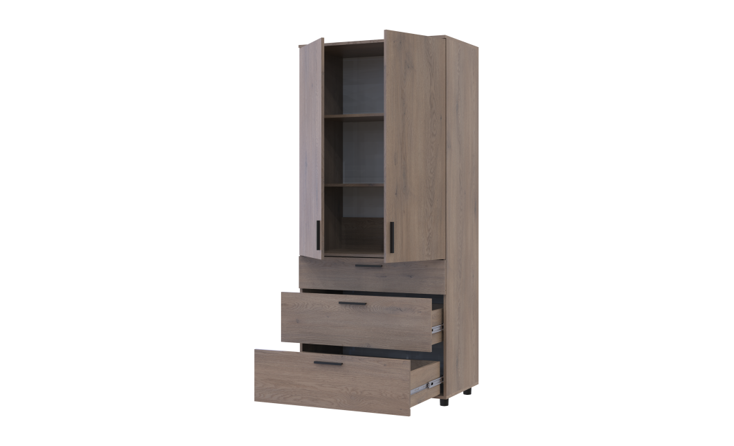 Kleiderschrank Doros Thorn Cremona Cannolo 2 Türen 3 Schubladen Böden 90x51,6x200 (44900430)