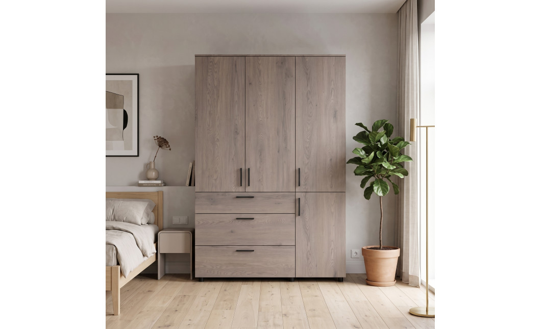 Kleiderschrank Doros Thorn Cremona Cannolo 3 Türen 3 Schubladen Böden 135x51,6x200 (44900478)