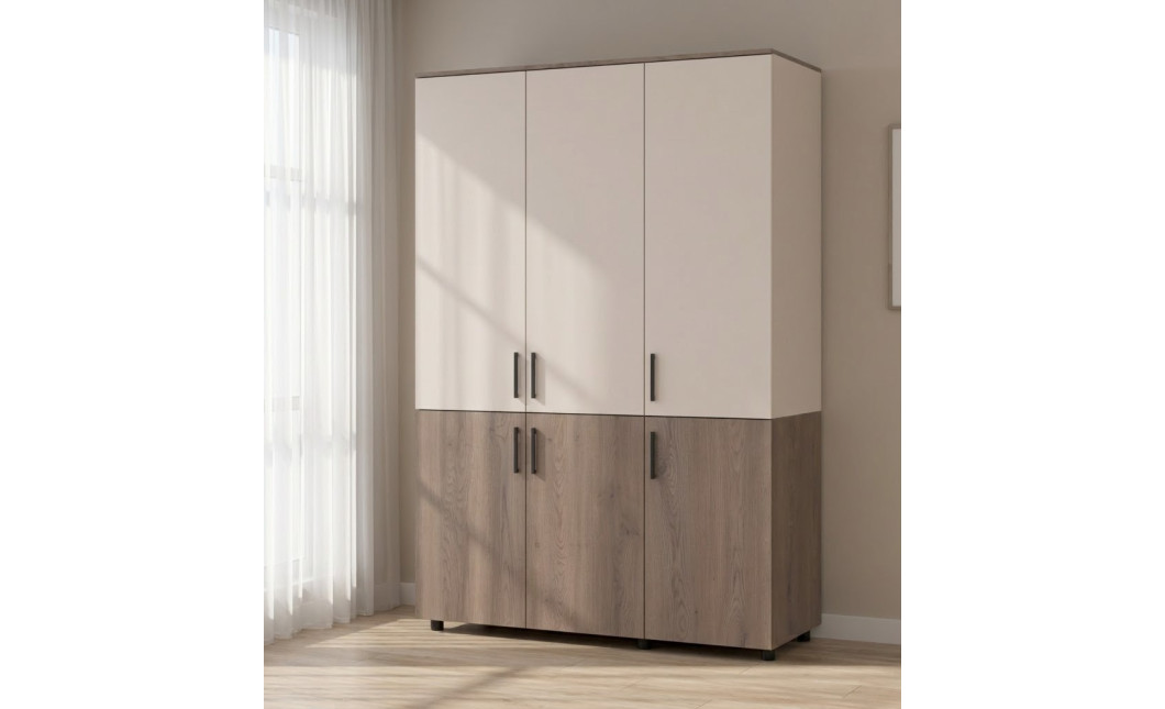 Kleiderschrank Doros Thorn Cremona Cannolo/Kaschmir 3 Türen Böden 135x51,6x200 (44900500)