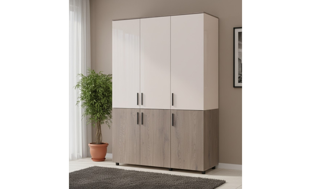 Kleiderschrank Doros Thorn Cremona Cannolo/Kaschmir 3 Türen Kleiderstange 135x51,6x200 (44900499)