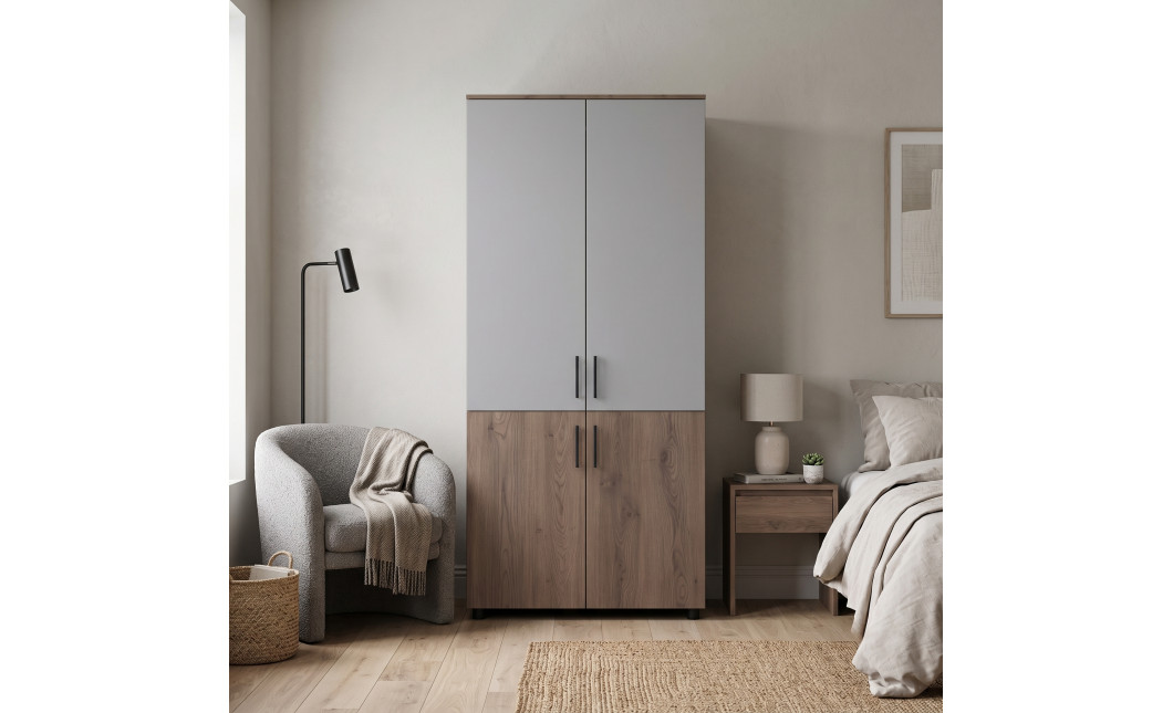 Kleiderschrank Doros Thorn Cremona Cannolo/Grau 2 Türen Böden 90x51,6x200 (44900456)