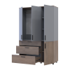 Kleiderschrank Doros Thorn Cremona Cannolo/Grau 3 Türen 3 Schubladen Kleiderstange 135x51,6x200 (44900505)