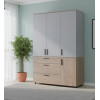 Kleiderschrank Doros Thorn Cremona Cannolo/Grau 3 Türen 3 Schubladen Kleiderstange 135x51,6x200 (44900505)