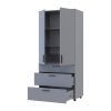 Kleiderschrank Doros Thorn Grau 2 Türen 3 Schubladen Böden 90x51,6x200 (44900442)