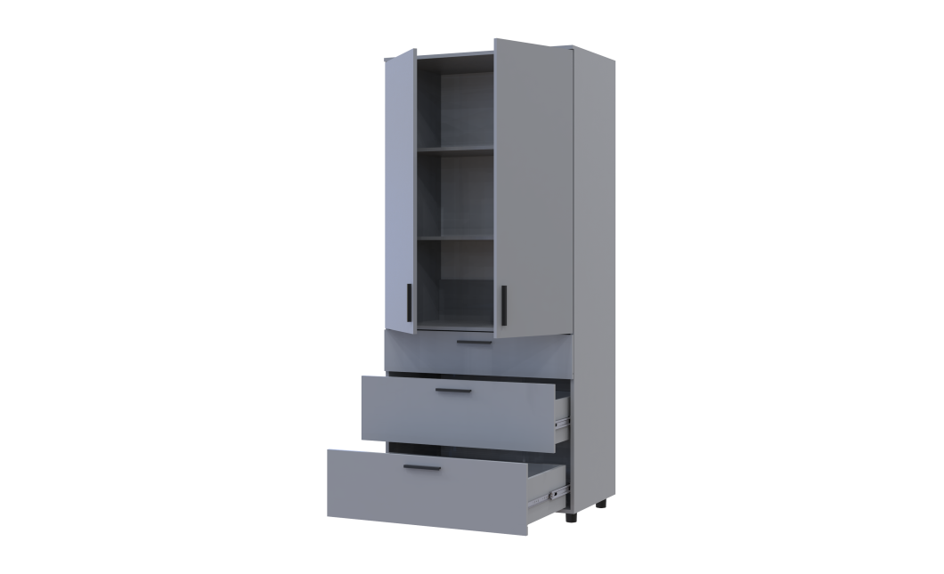Kleiderschrank Doros Thorn Grau 2 Türen 3 Schubladen Böden 90x51,6x200 (44900442)