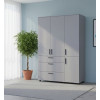 Kleiderschrank Doros Thorn Grau 3 Türen 3 Schubladen Böden 135x51,6x200 (44900490)