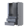 Kleiderschrank Doros Thorn Grau 3 Türen 3 Schubladen Kleiderstange 135x51,6x200 (44900489)