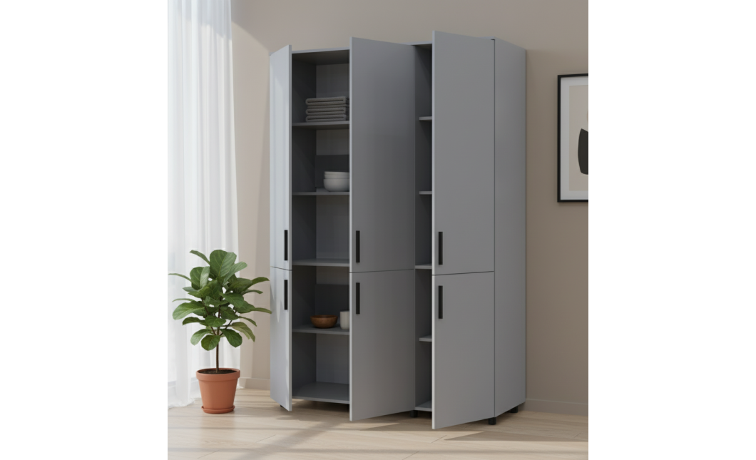Kleiderschrank Doros Thorn Grau 3 Türen Böden 135x51,6x200 (44900488)
