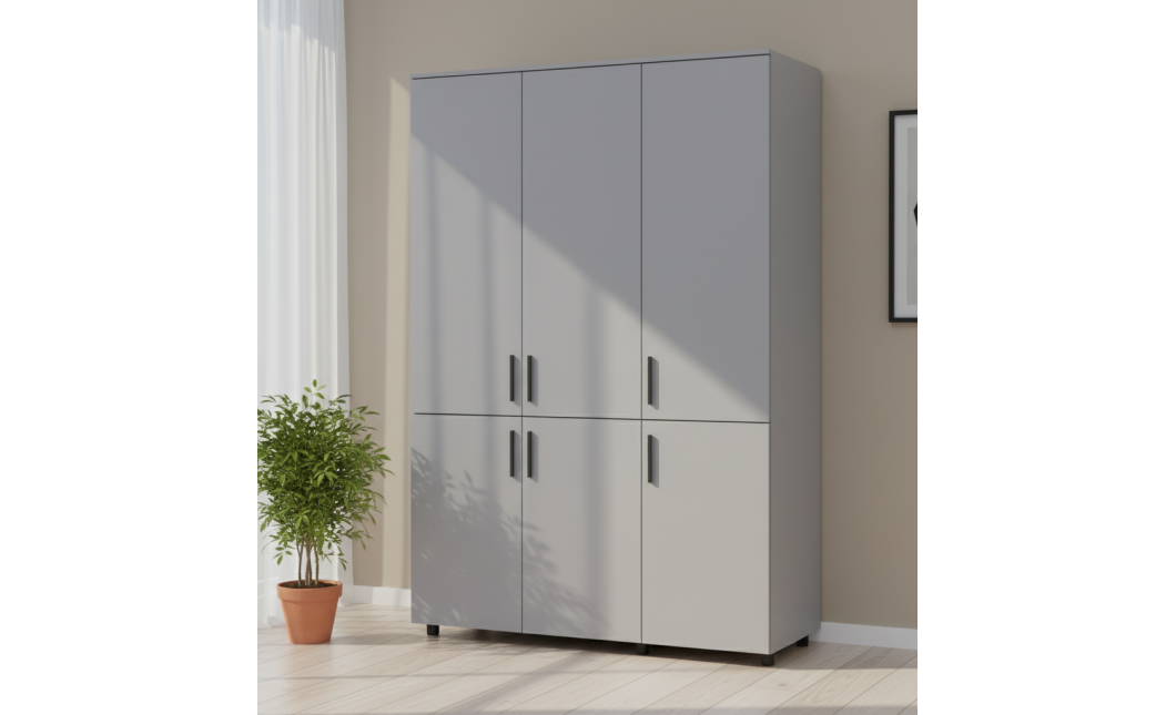 Kleiderschrank Doros Thorn Grau 3 Türen Böden 135x51,6x200 (44900488)