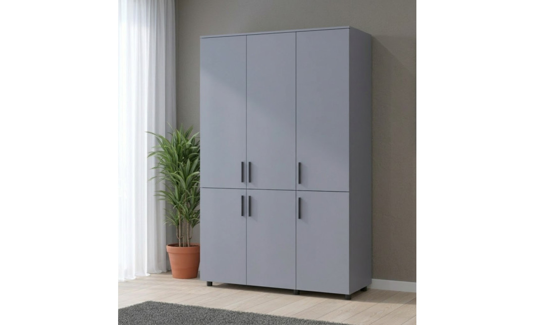 Kleiderschrank Doros Thorn Grau 3 Türen Kleiderstange 135x51,6x200 (44900487)