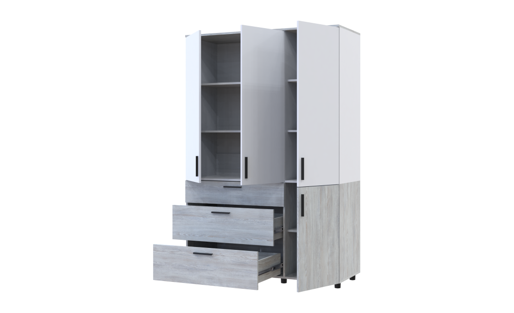 Kleiderschrank Doros Thorn Natti Kiefer/Weiß 3 Türen 3 Schubladen Böden 135x51,6x200 (44900510)