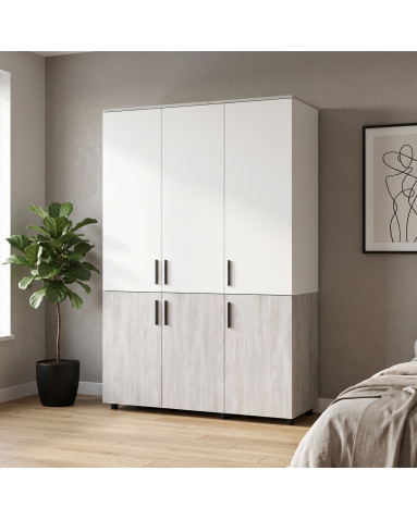 Kleiderschrank Doros Thorn Natti Kiefer/Weiß 3 Türen Böden 135x51,6x200 (44900508)