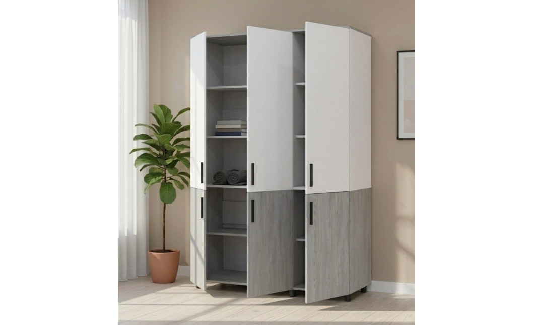 Kleiderschrank Doros Thorn Natti Kiefer/Weiß 3 Türen Böden 135x51,6x200 (44900508)