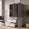 Kleiderschrank Doros Thorn Natti Kiefer/Grau 3 Türen 3 Schubladen Böden 135x51,6x200 (44900514)