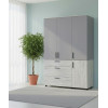 Kleiderschrank Doros Thorn Natti Kiefer/Grau 3 Türen 3 Schubladen Kleiderstange 135x51,6x200 (44900513)