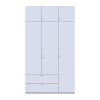 Kleiderschrank Doros Lukas mit Drehtüren Weiß 3 Türen 135x50x240 (80737800)