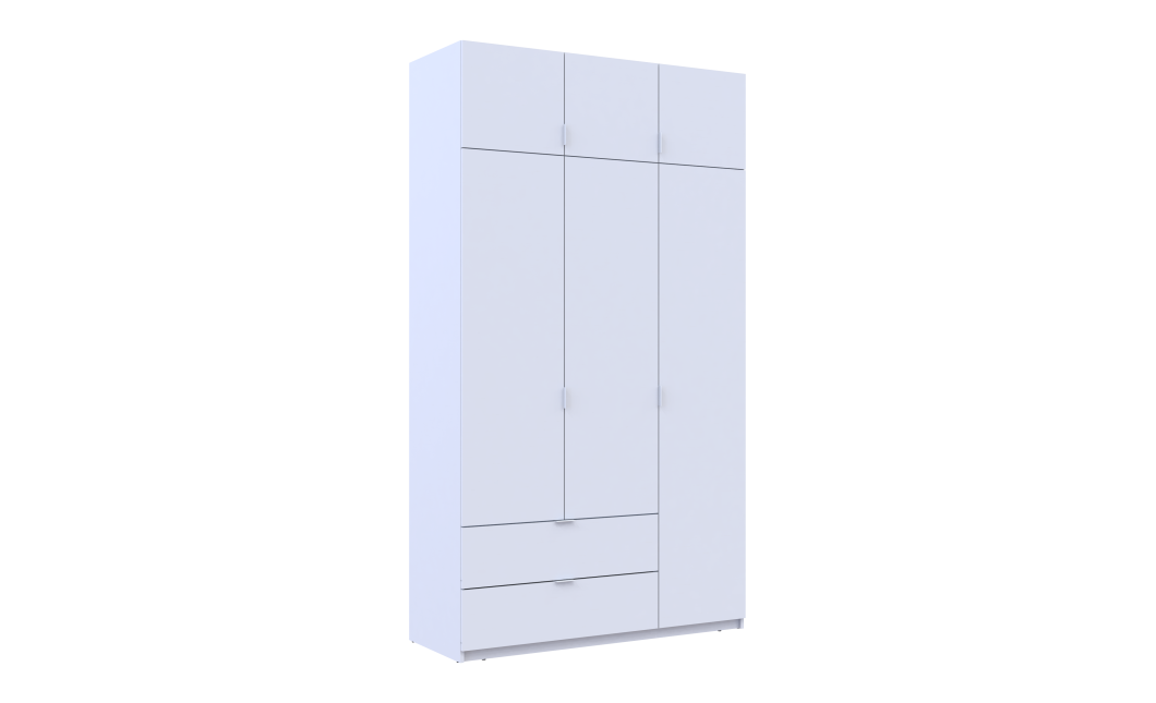 Kleiderschrank Doros Lukas mit Drehtüren Weiß 3 Türen 135x50x240 (80737800)