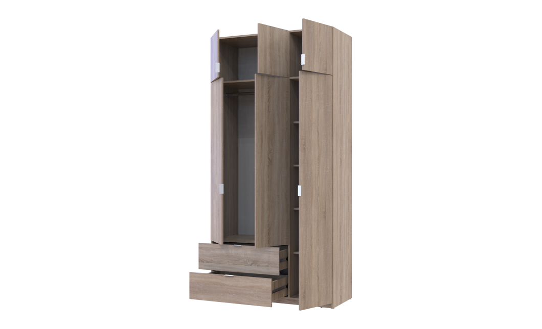 Kleiderschrank Doros Lukas mit Drehtüren Sonoma Eiche 3 Türen 120x50x240 (80737799)
