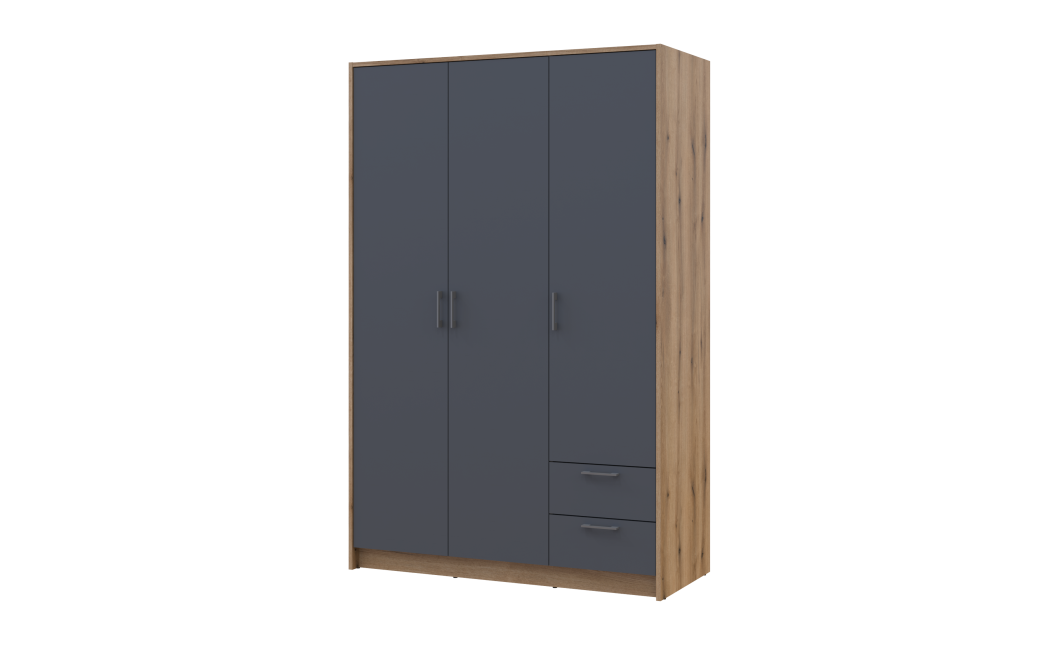 Kleiderschrank Doros Rondi mit Drehtüren Artisan Eiche / Graphitgrau 3 Türen 121x52x195 (80737814)