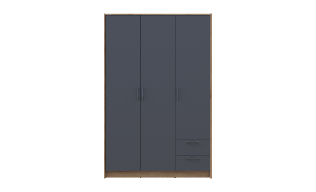 Kleiderschrank Doros Rondi mit Drehtüren Artisan Eiche / Graphitgrau 3 Türen 121x52x195 (80737814)