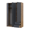 Kleiderschrank Doros Rondi mit Drehtüren Artisan Eiche / Graphitgrau 3 Türen 121x52x195 (80737814)