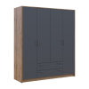 Kleiderschrank Doros Rondi mit Drehtüren Artisan Eiche / Graphitgrau 4 Türen 160x52x195 (80737824)
